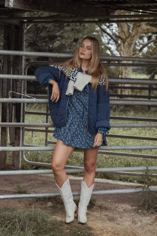Brooklyn Mini Dress - Blue Floral - XL - Image 46