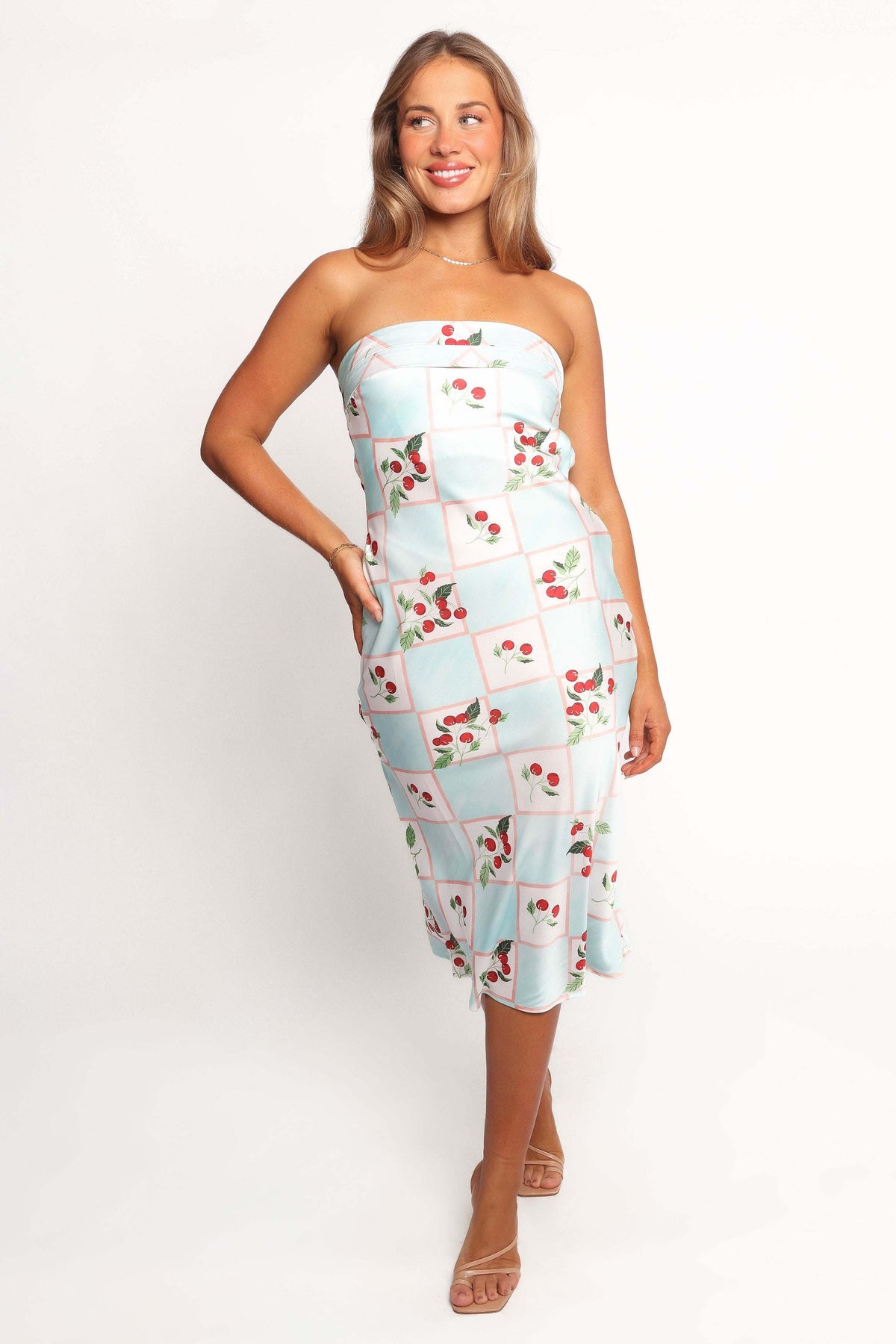Benton Strapless Midi Dress - Cherry Print - XL - Image 29