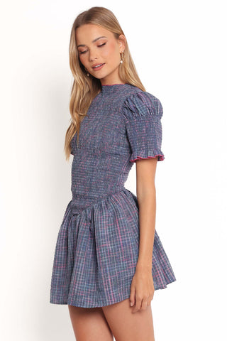 Celine Mini Dress - Navy Plaid - XL - Image 36