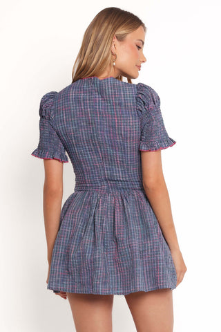 Celine Mini Dress - Navy Plaid - XL - Image 37