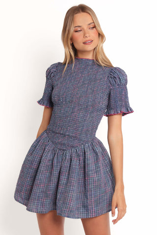 Celine Mini Dress - Navy Plaid - XL - Image 35