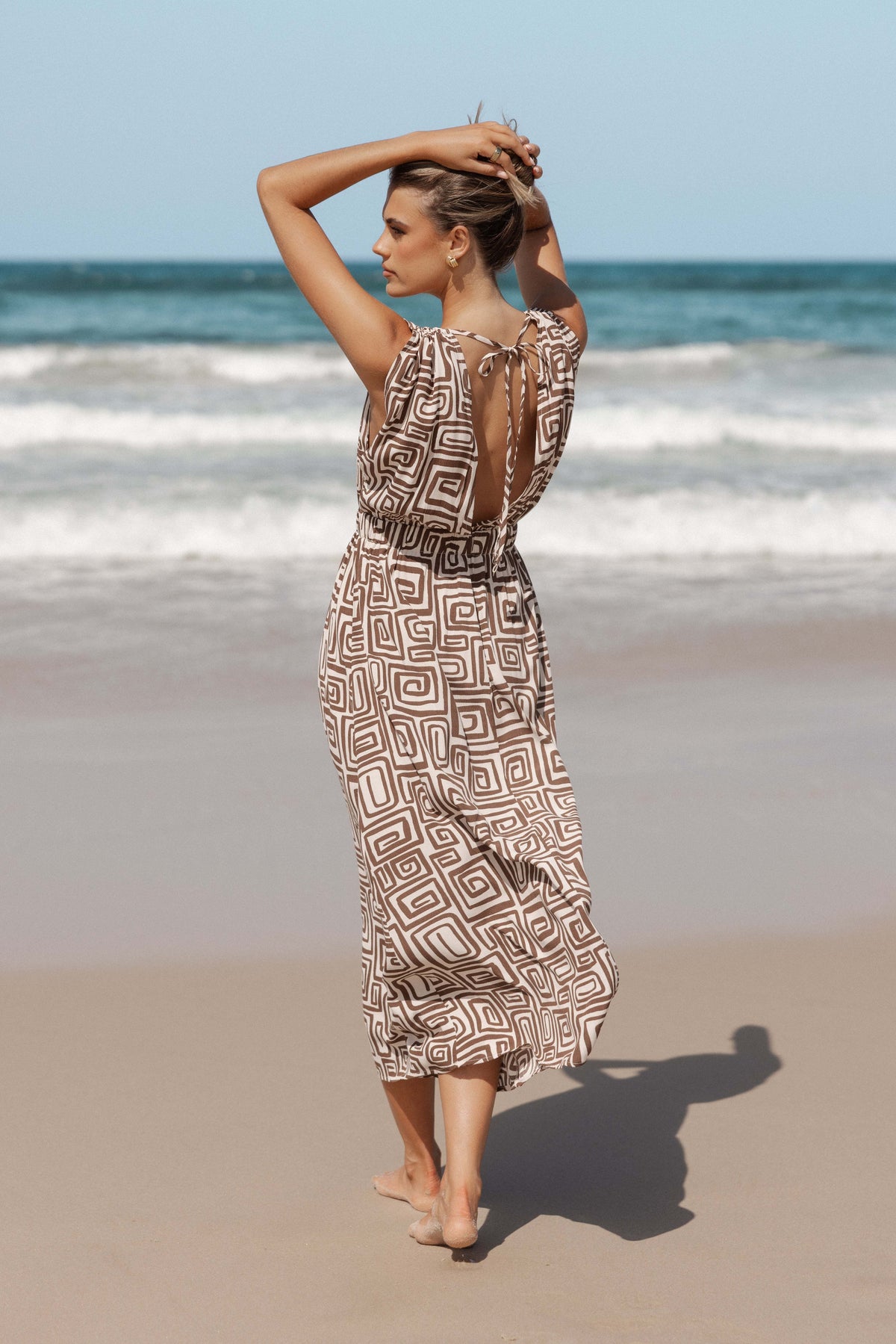 Solange Maxi Dress - Chocolate Brown Print - XL - Image 37