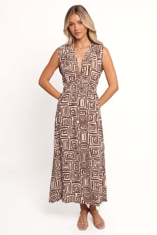 Solange Maxi Dress - Chocolate Brown Print - XL - Image 38