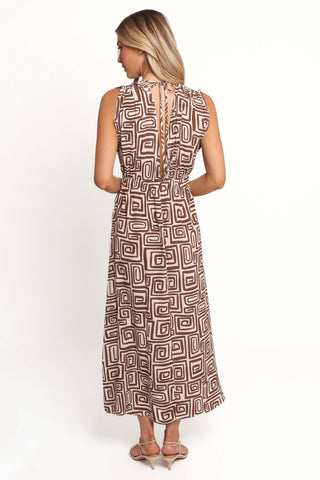 Solange Maxi Dress - Chocolate Brown Print - XL - Image 41