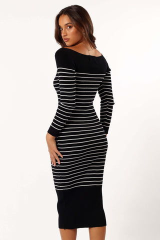 Baxtor Off The Shoulder Midi Dress - White/Black - XL - Image 41