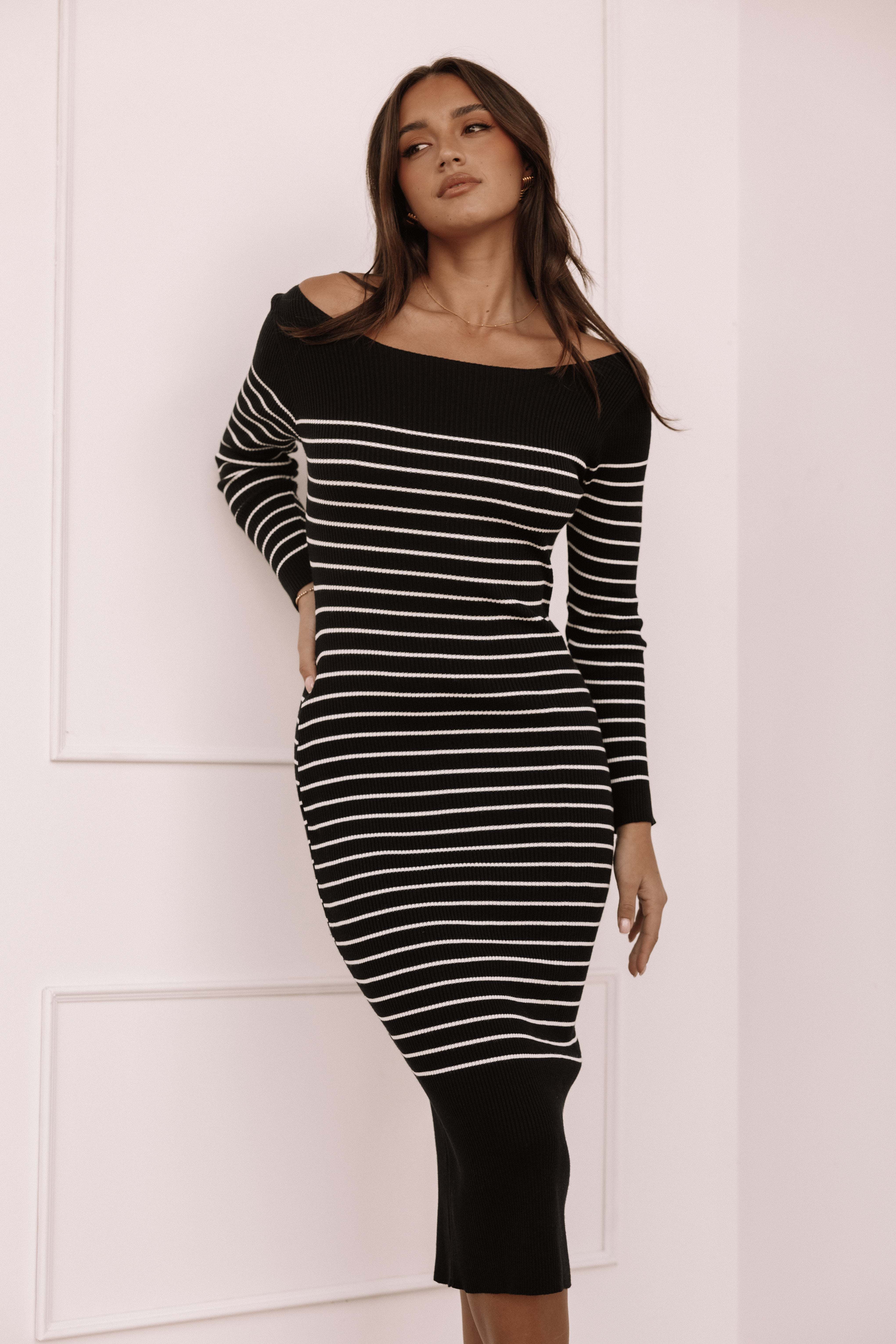 Baxtor Off The Shoulder Midi Dress - White/Black - XL - Image 37