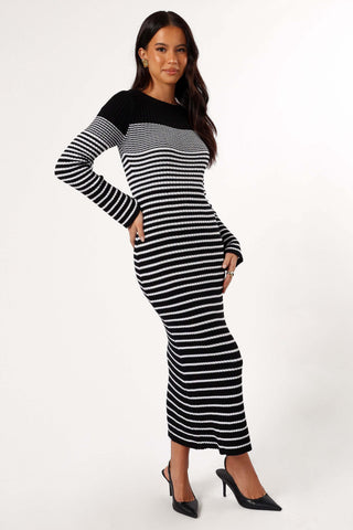 Camy Long Sleeve Midi Dress - Black/White - L - Image 22