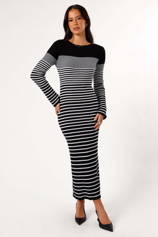 Camy Long Sleeve Midi Dress - Black/White - L - Image 20