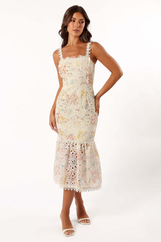 Isla Floral Midi Dress - Lime Multi - XL - Image 42