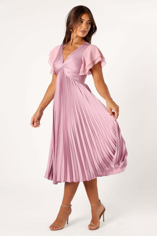 Nova Flutter Sleeve Midi Dress - Dusty Rose - XL - Image 55