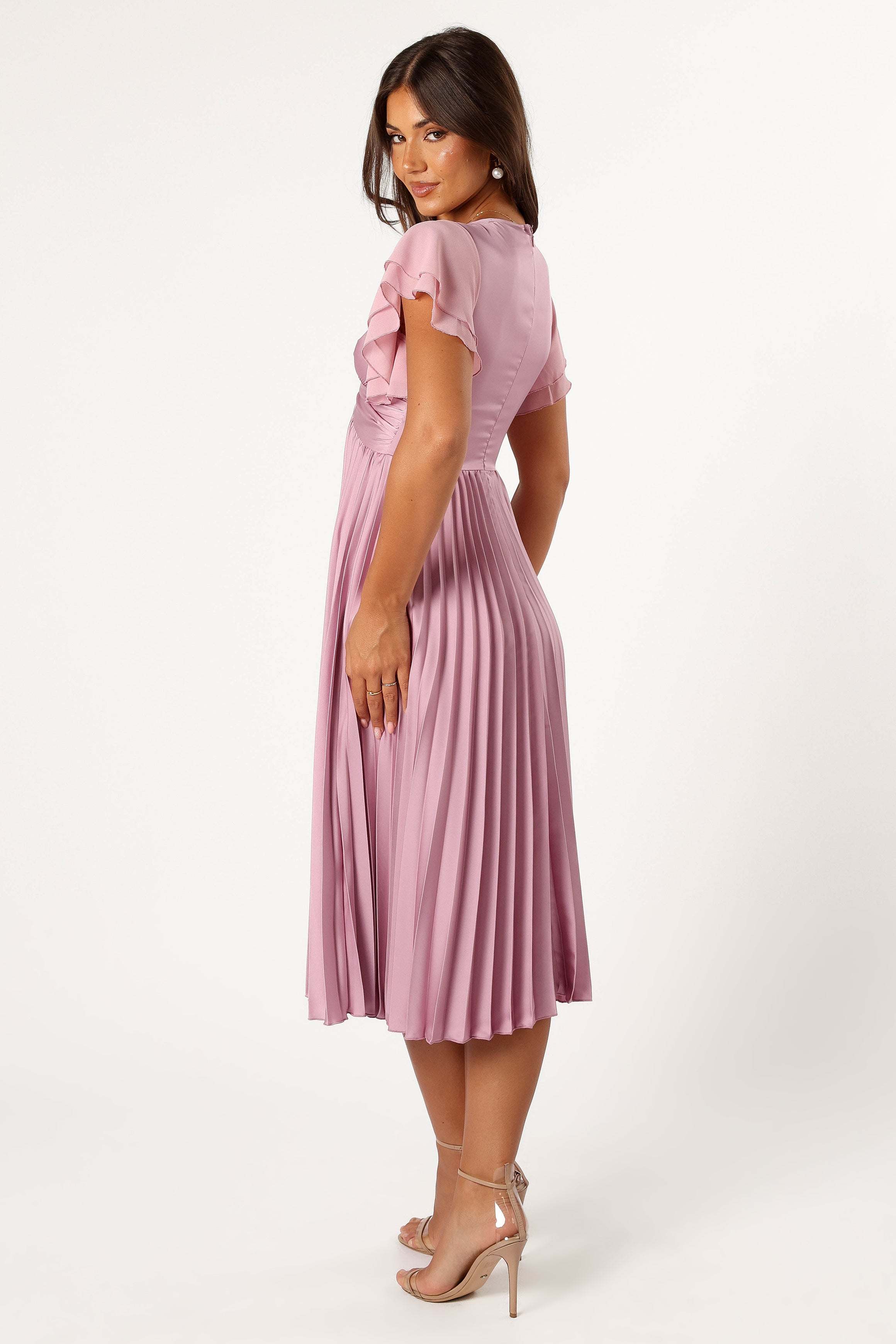 Nova Flutter Sleeve Midi Dress - Dusty Rose - XL - Image 56