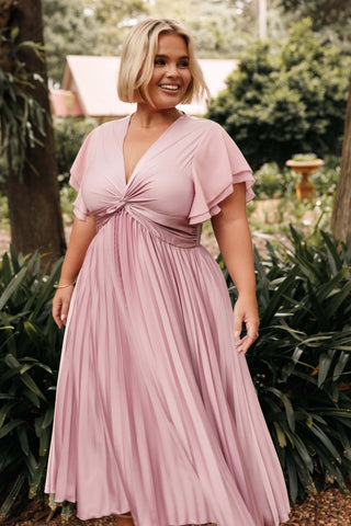 Nova Flutter Sleeve Midi Dress - Dusty Rose - XL - Image 50