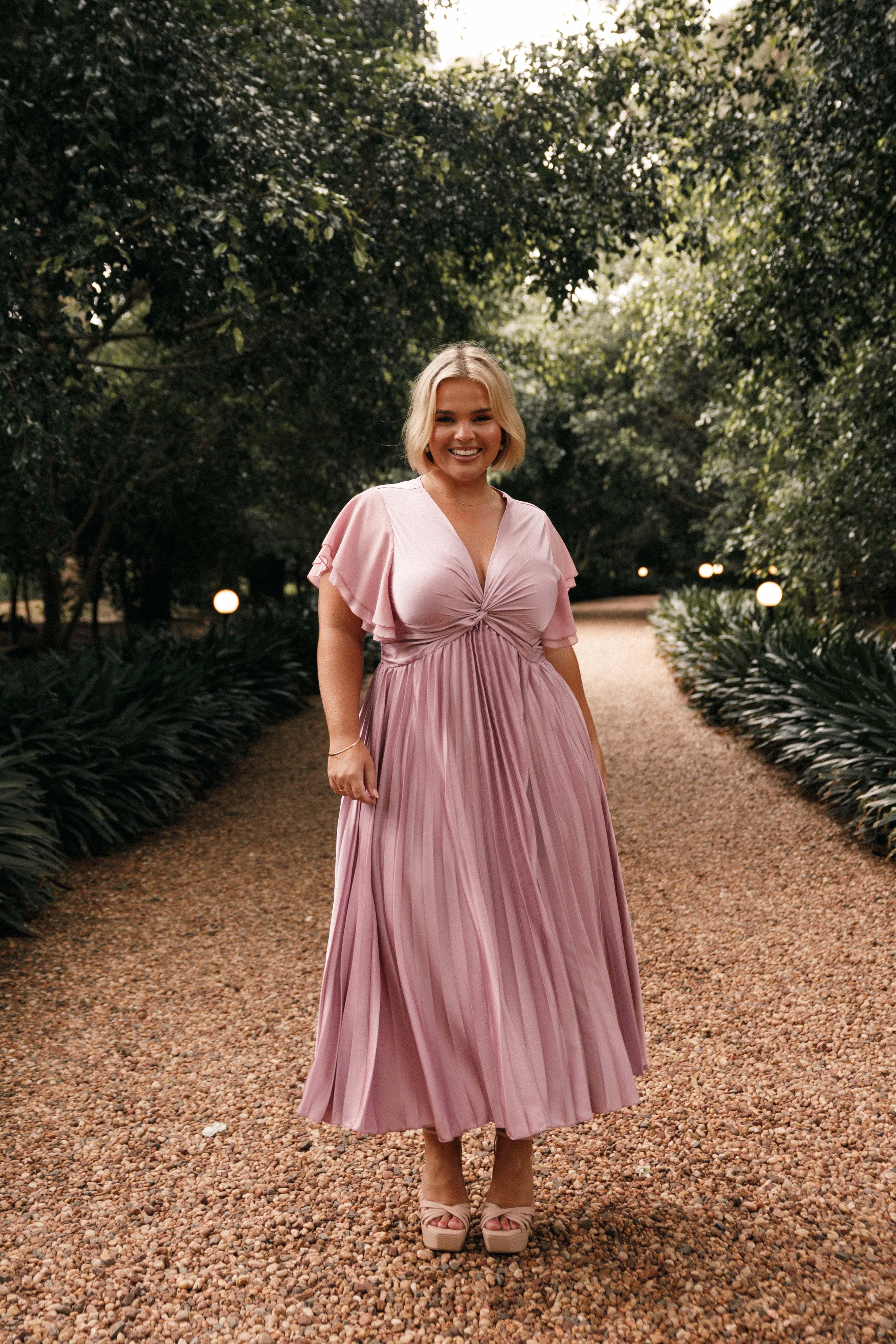 Nova Flutter Sleeve Midi Dress - Dusty Rose - XL - Image 52